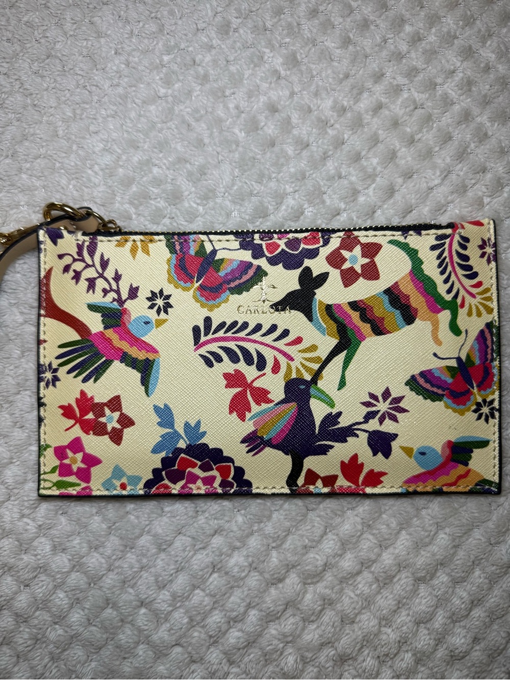 Carlota Leather Quetzal Wristlet, Made in Mexico